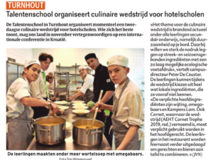 Talentenschool organiseert culinaire wedstrijd voor hotelscholen
